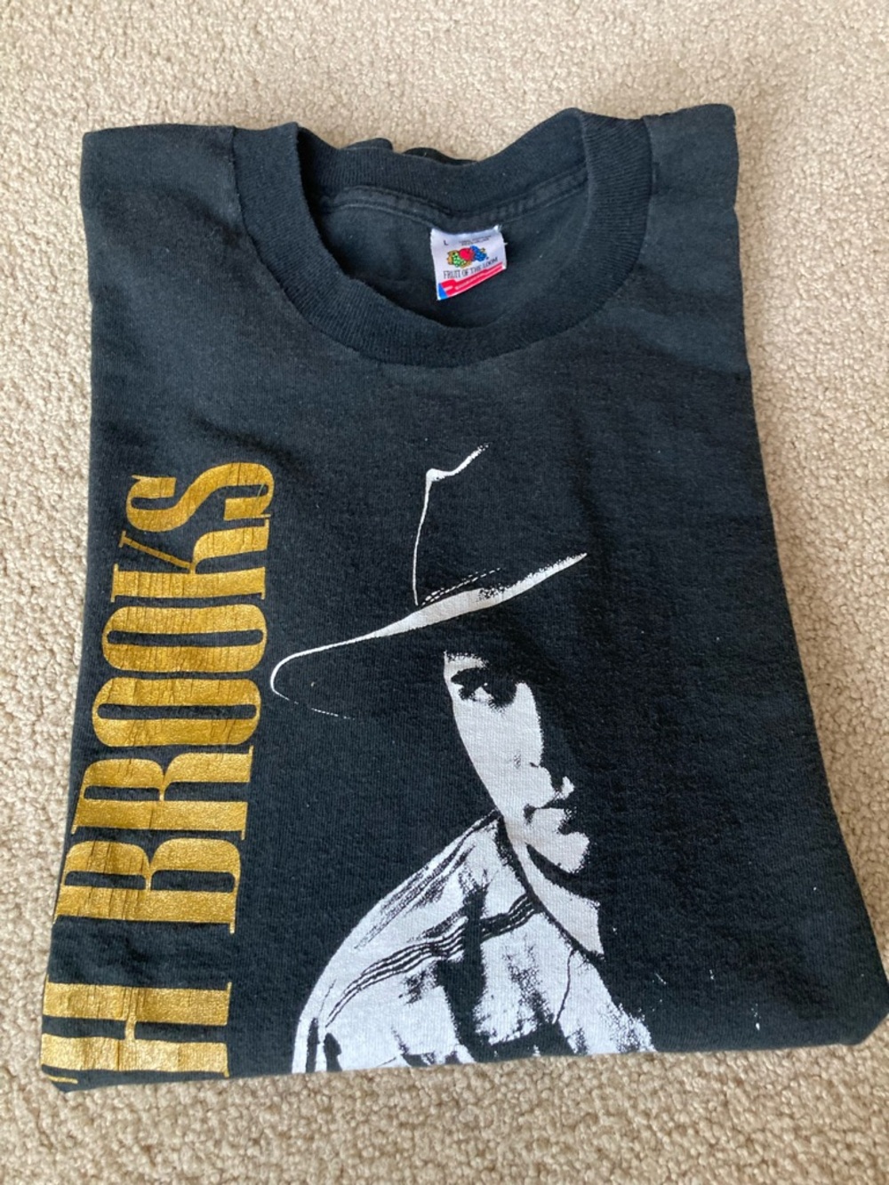 Garth Brooks 1990 No Fences Tour T-Shirt - Black, Cotton, Size L